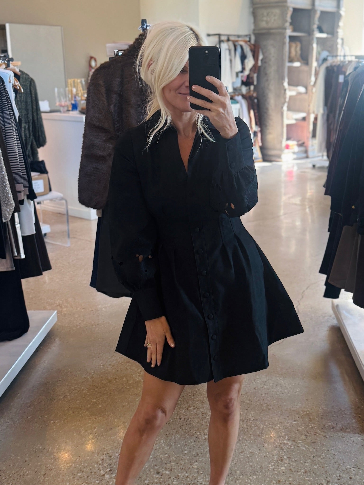 Black Annaeliese Mini Dress - Amor Lafayette