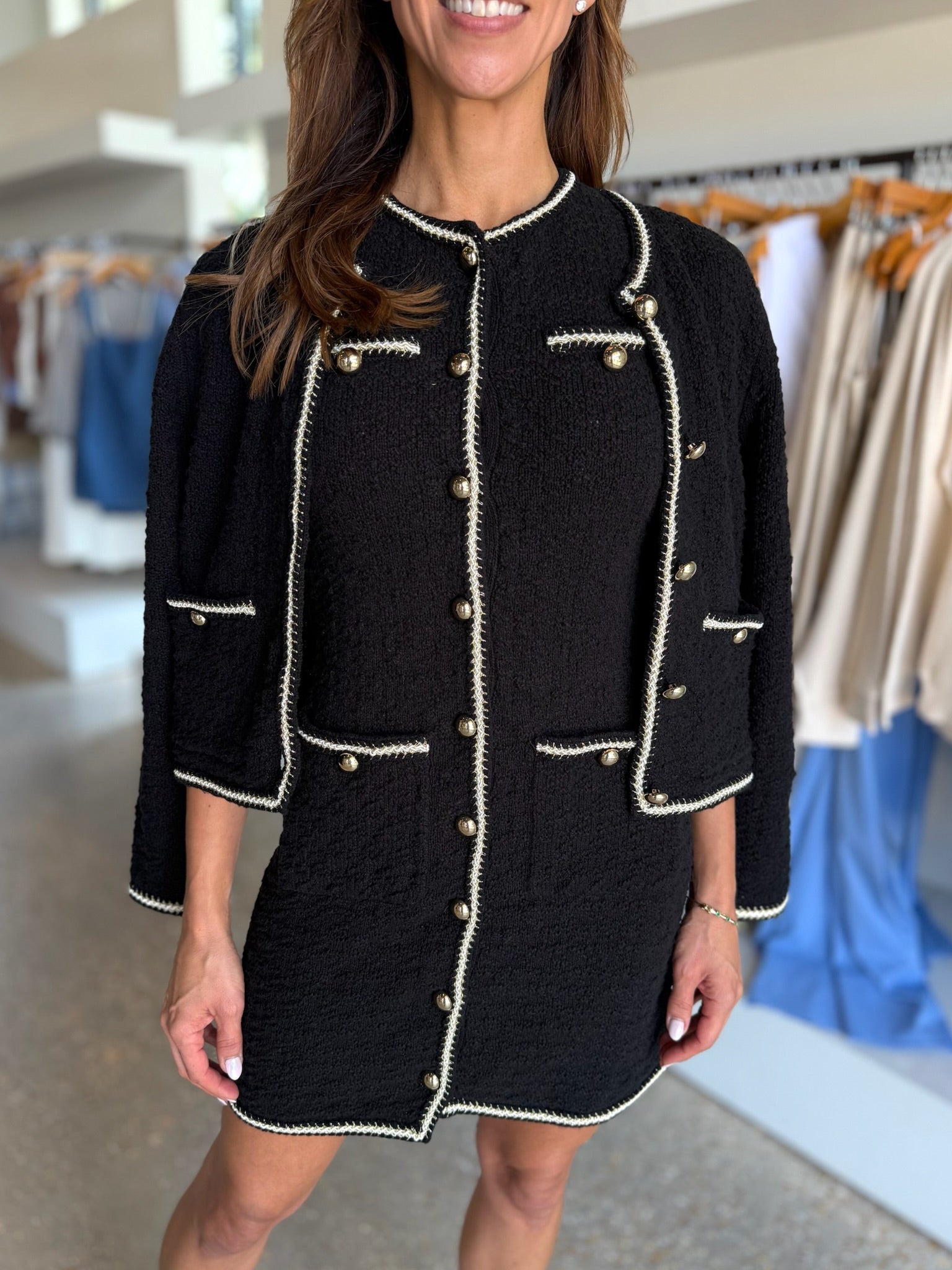 Black Anouk Button Front Jacket - Amor Lafayette