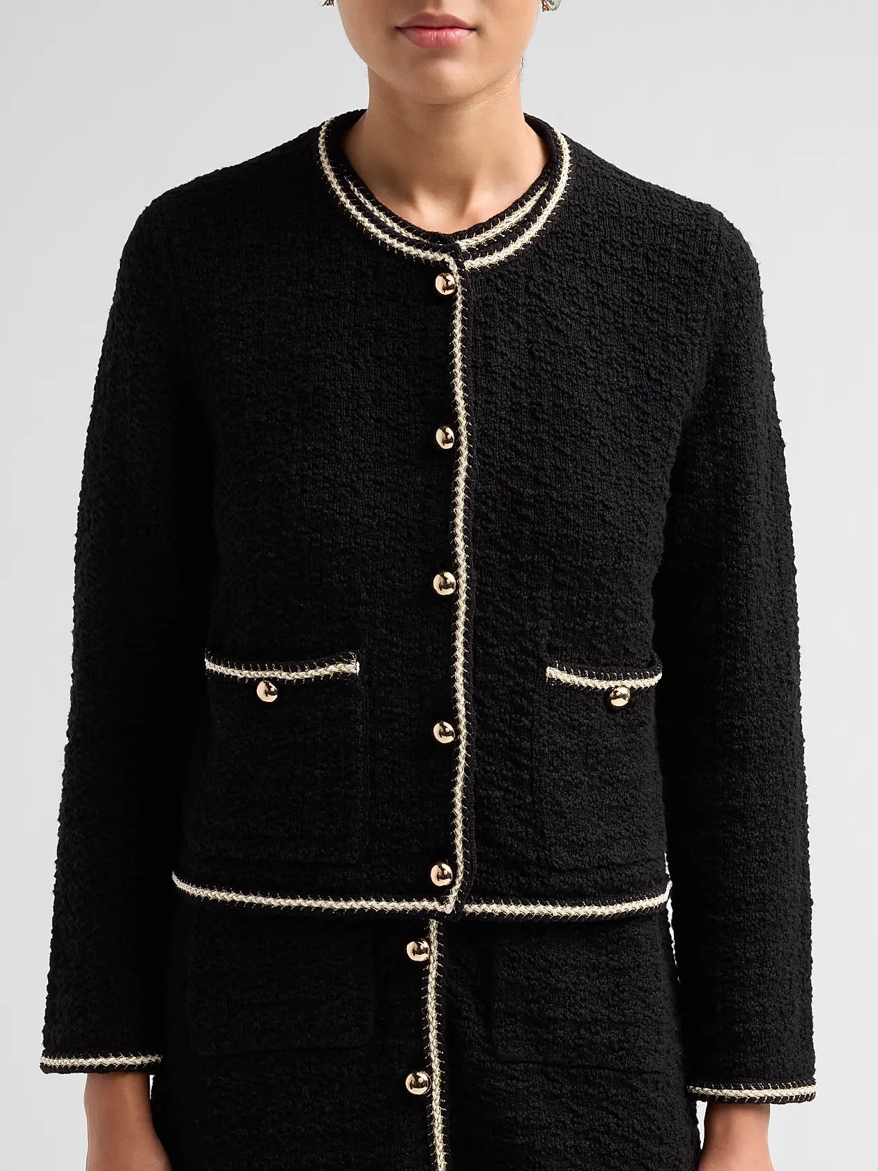 Black Anouk Button Front Jacket - Amor Lafayette