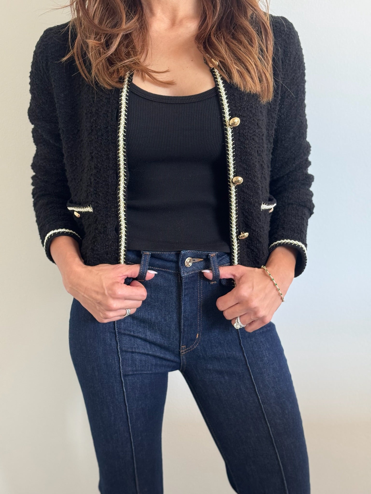 Black Anouk Button Front Jacket - Amor Lafayette