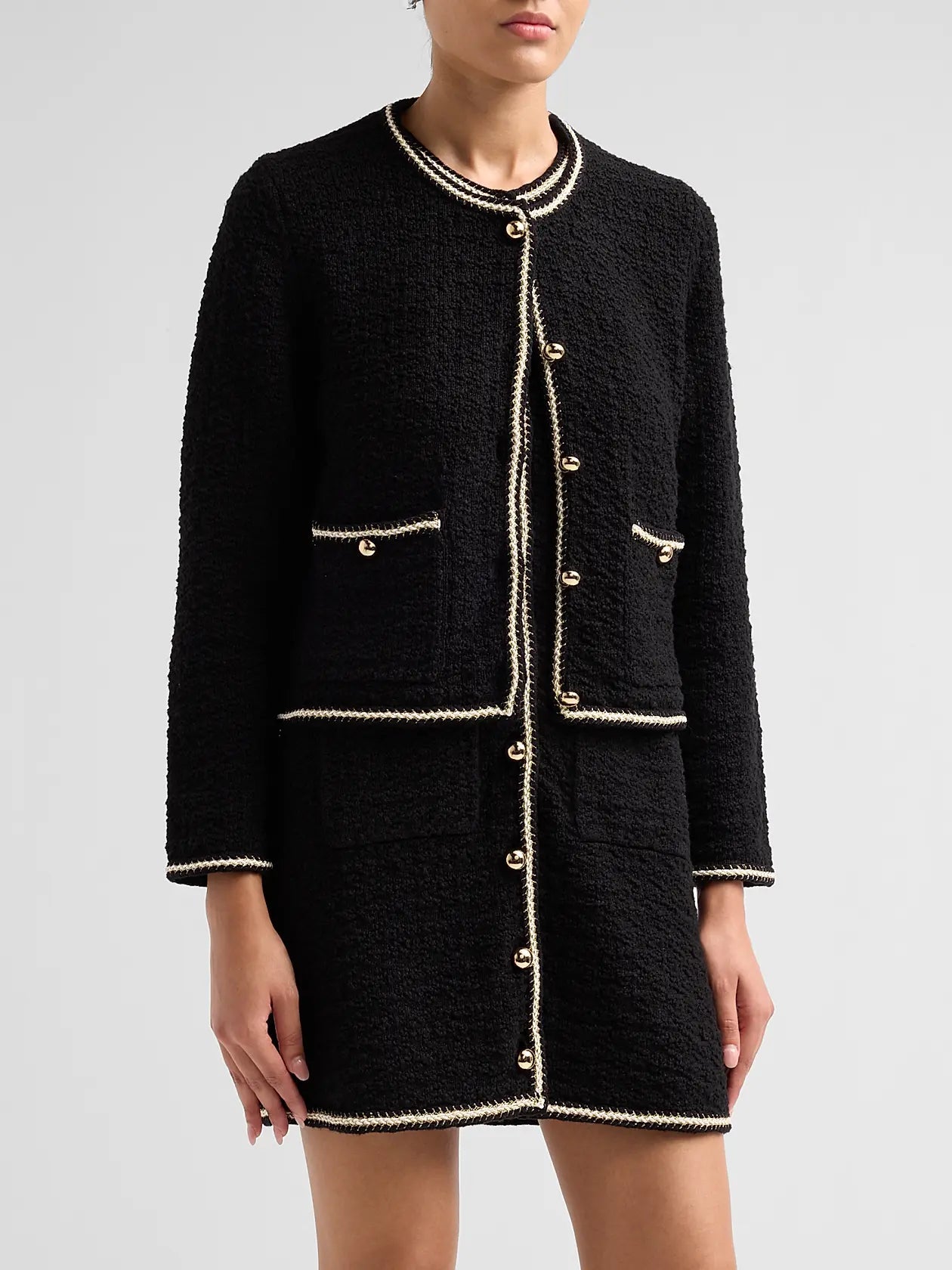 Black Anouk Button Front Jacket - Amor Lafayette
