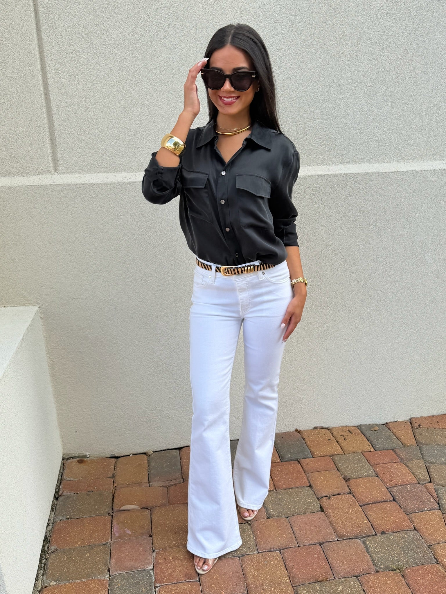 Black Boyfriend Silk Utility Shirt - Amor Lafayette
