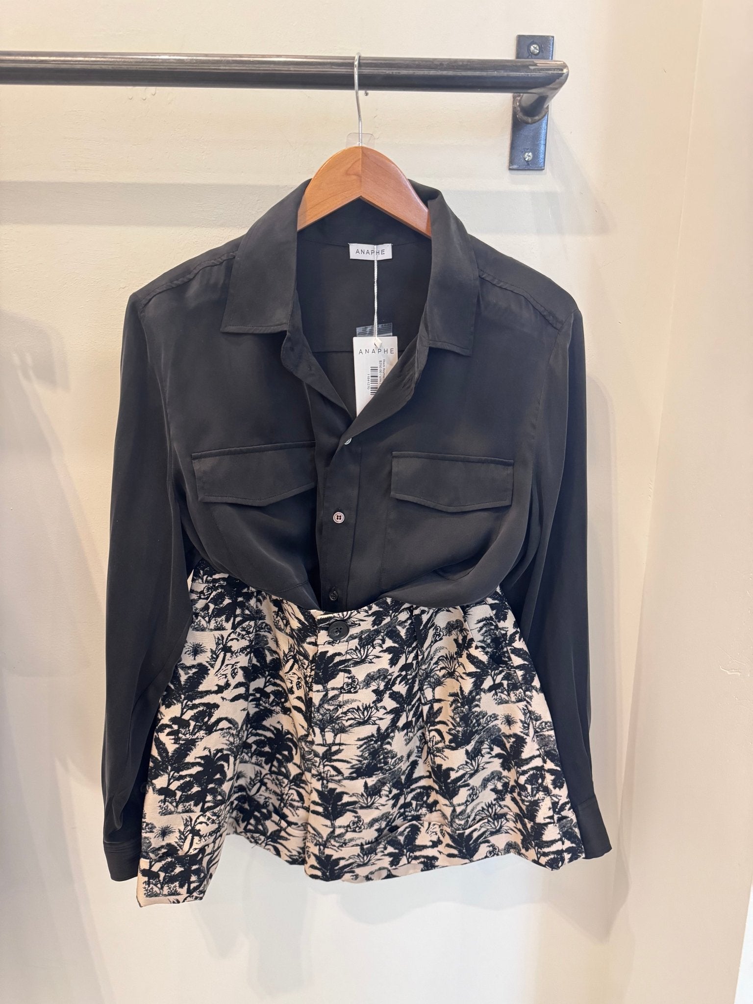 Black Boyfriend Silk Utility Shirt - Amor Lafayette