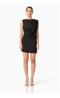 Black Brigid Asymmetrical Mini Dress - Amor Lafayette
