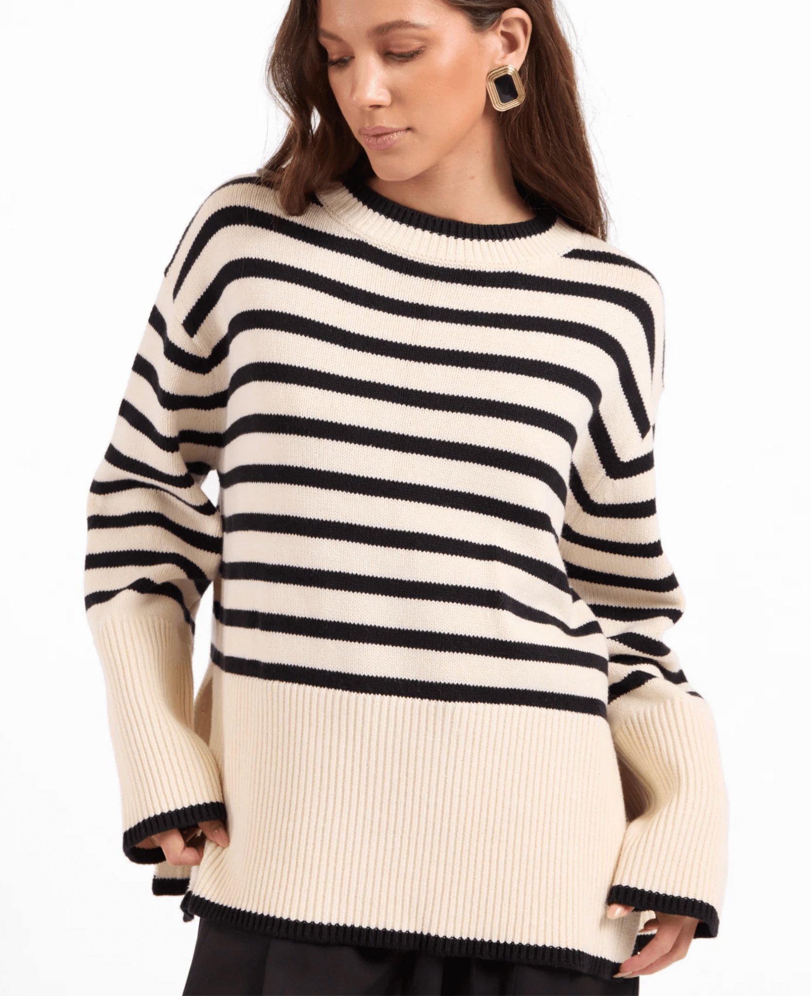 Black Cream Flynn Crewneck Sweater - Amor Lafayette