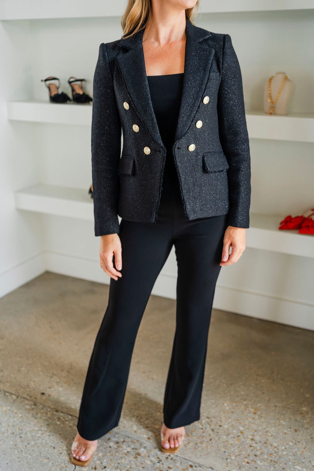 Black Eliza Tweed Blazer - Amor Lafayette