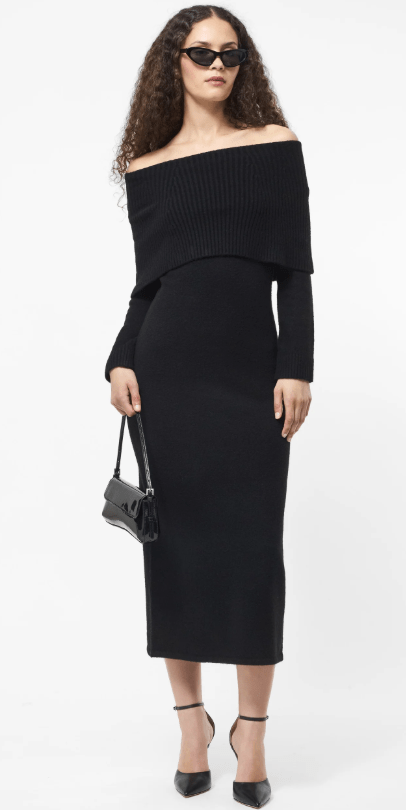 Black Emilia Knit Off Shoulder Dress - Amor Lafayette