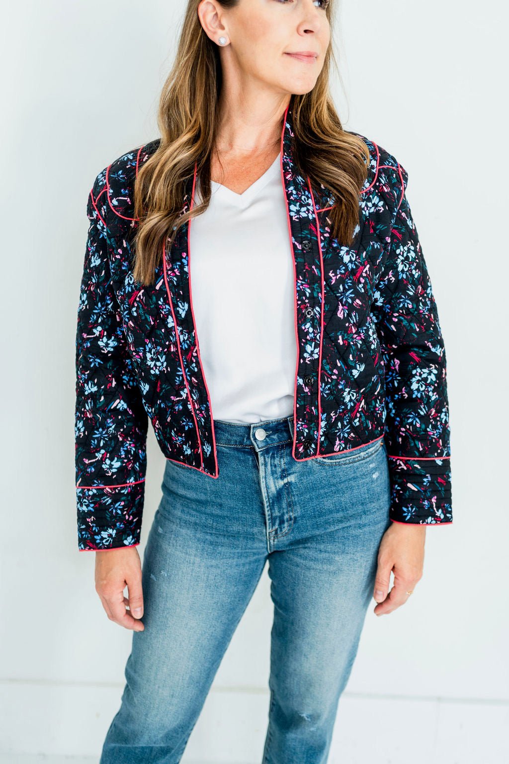 Black Floral Quilted Jacket - Amor Lafayette