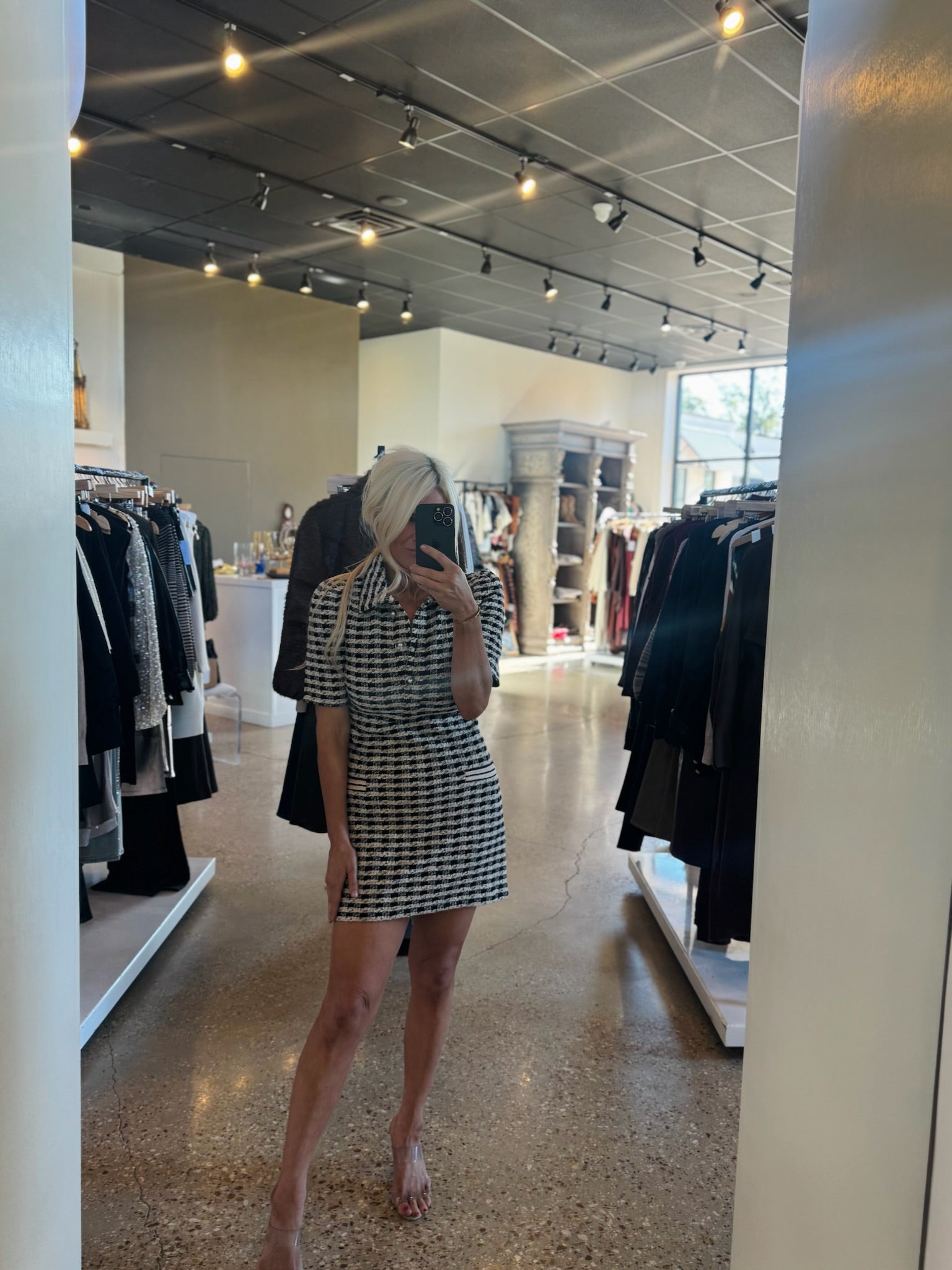 Black Gingham Marcella Dress - Amor Lafayette