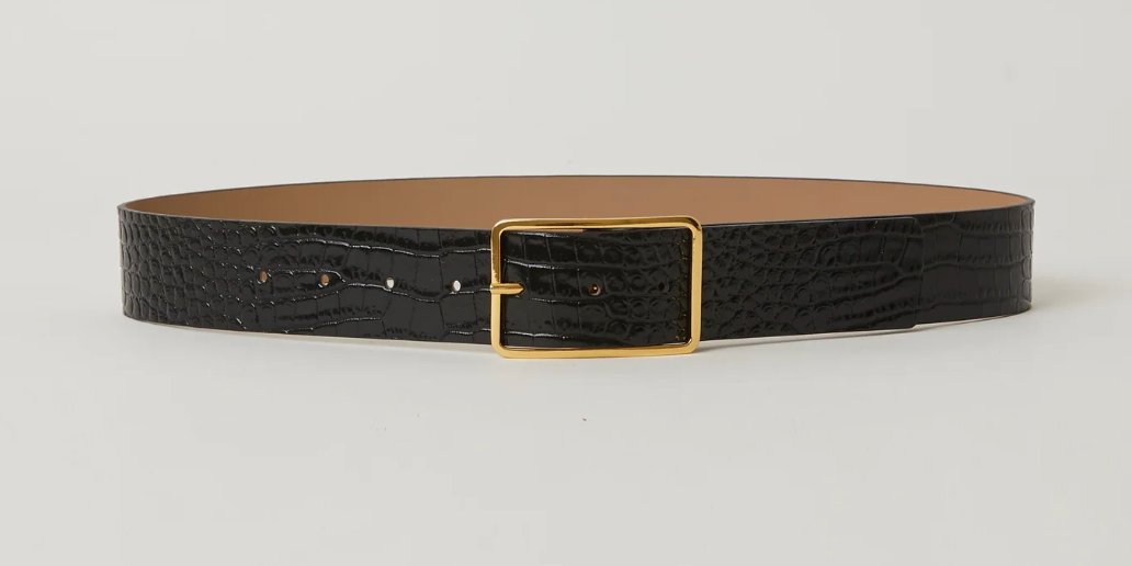 Black Gold Croc Milla Mod Belt - Amor Lafayette