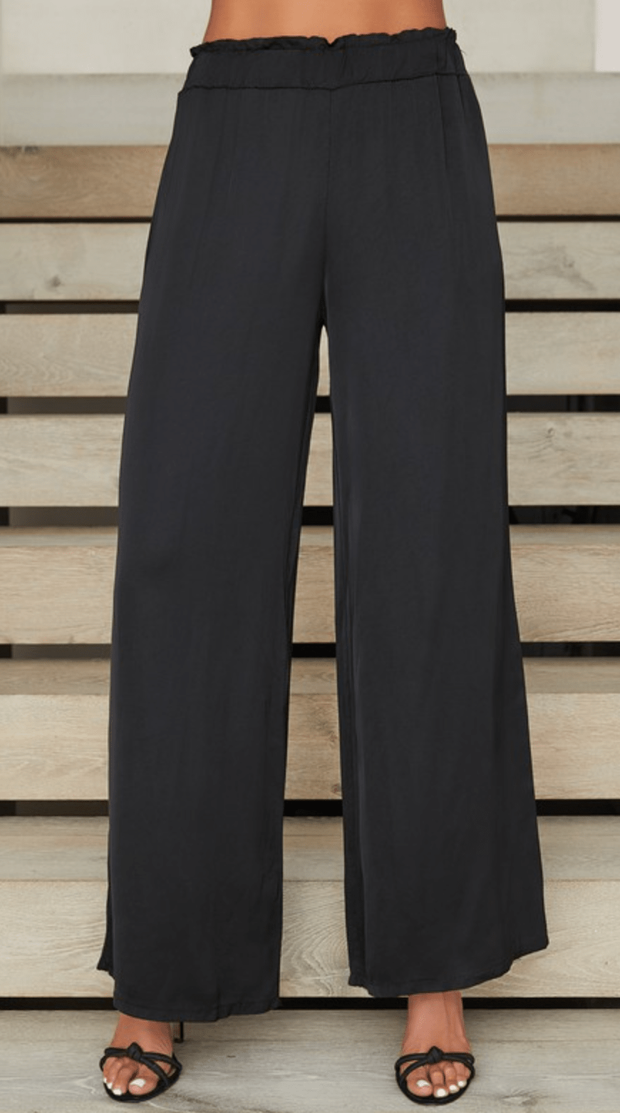 Black Italian Silky Palazzo Pant - Amor Lafayette