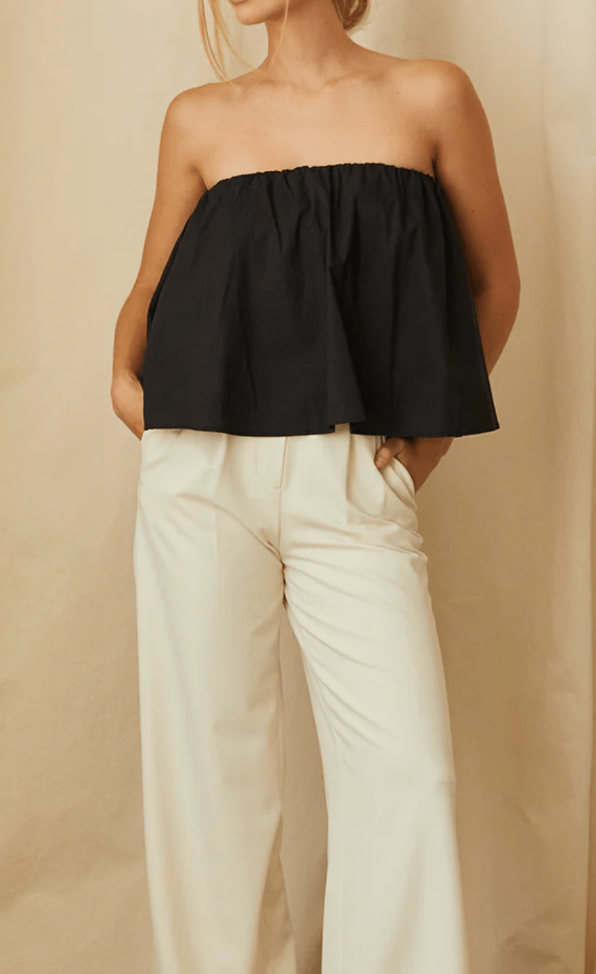 Black Kaeley Poplin Top - Amor Lafayette