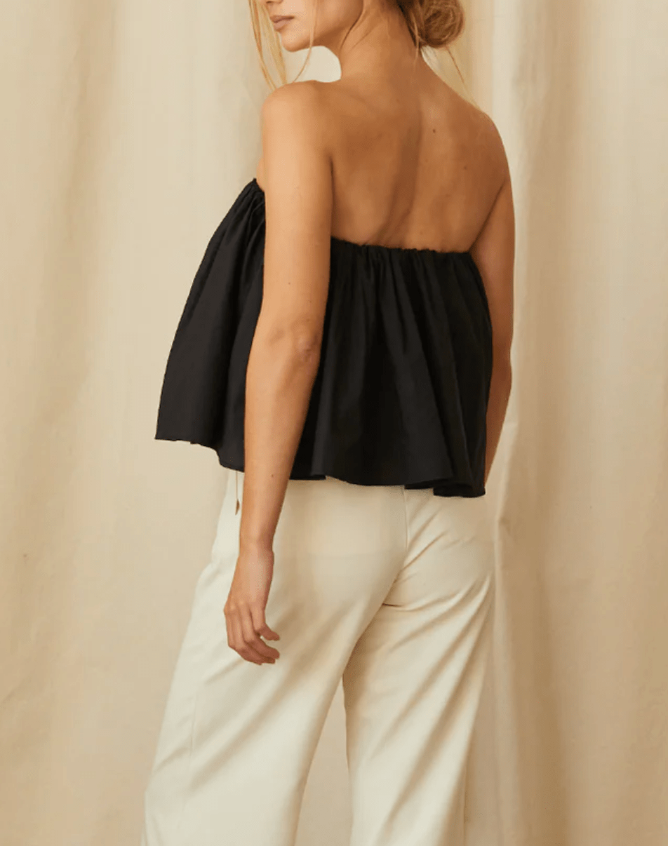 Black Kaeley Poplin Top - Amor Lafayette