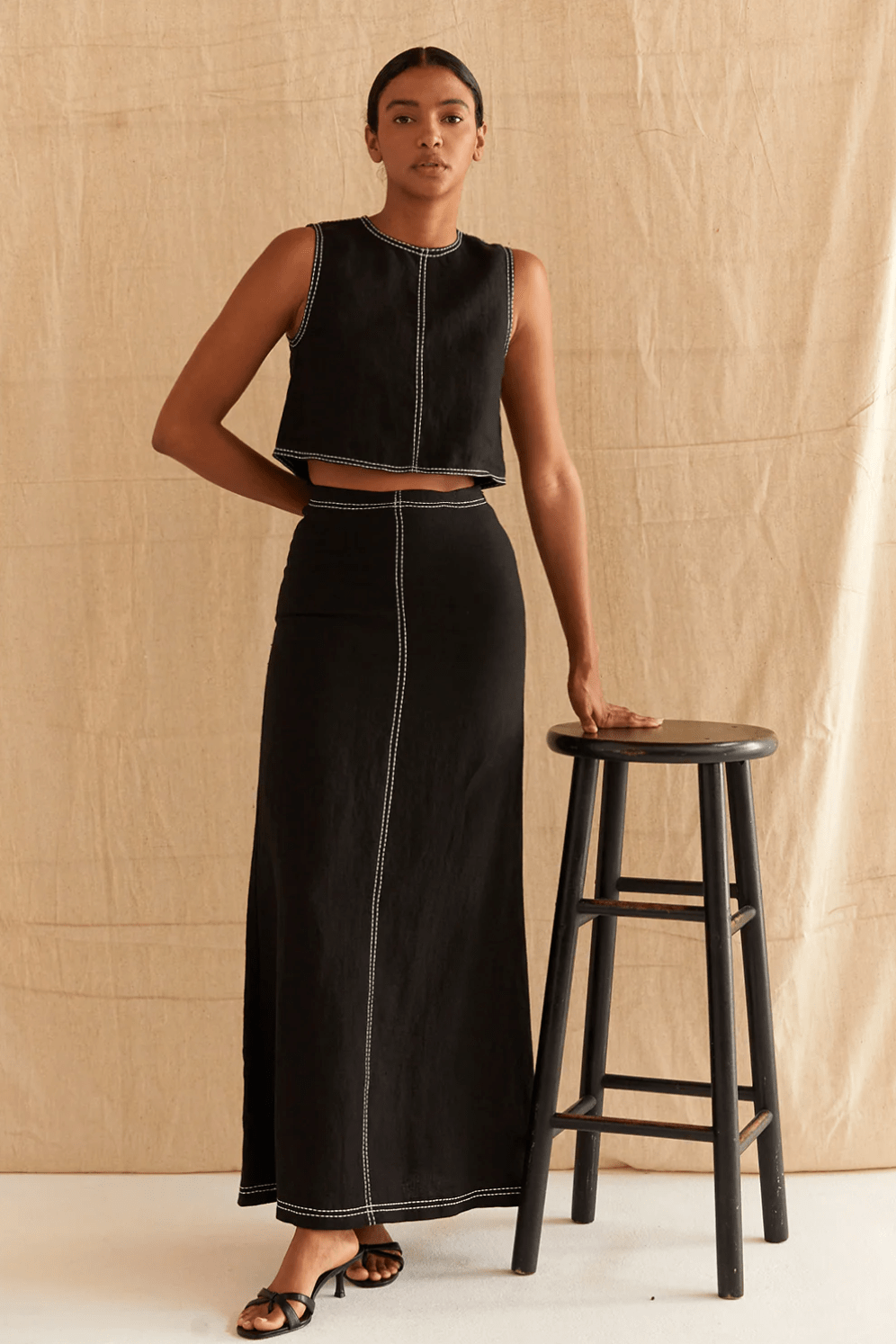 Black Kenzi Linen Maxi Skirt - Amor Lafayette