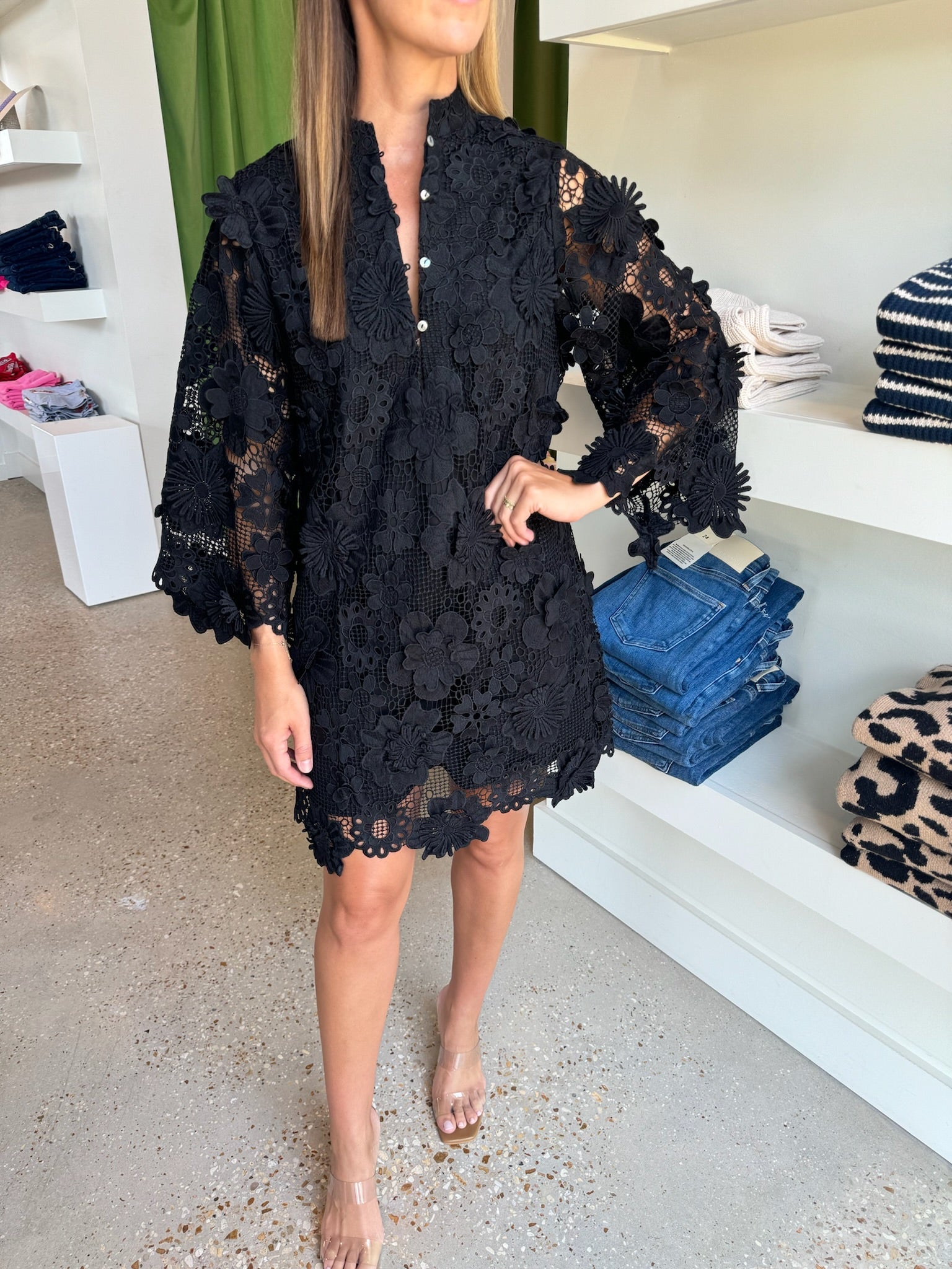 Black Lace Seraphina Dress - Amor Lafayette