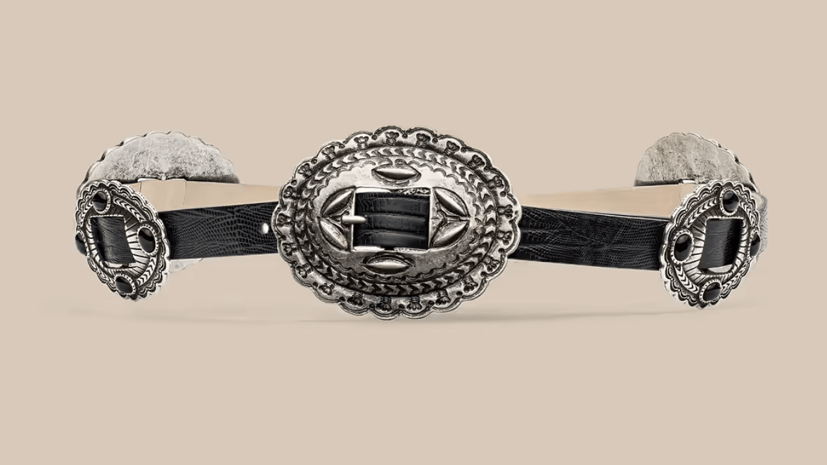 Black Lizard Embossed Rocha Western Belt - Amor Lafayette