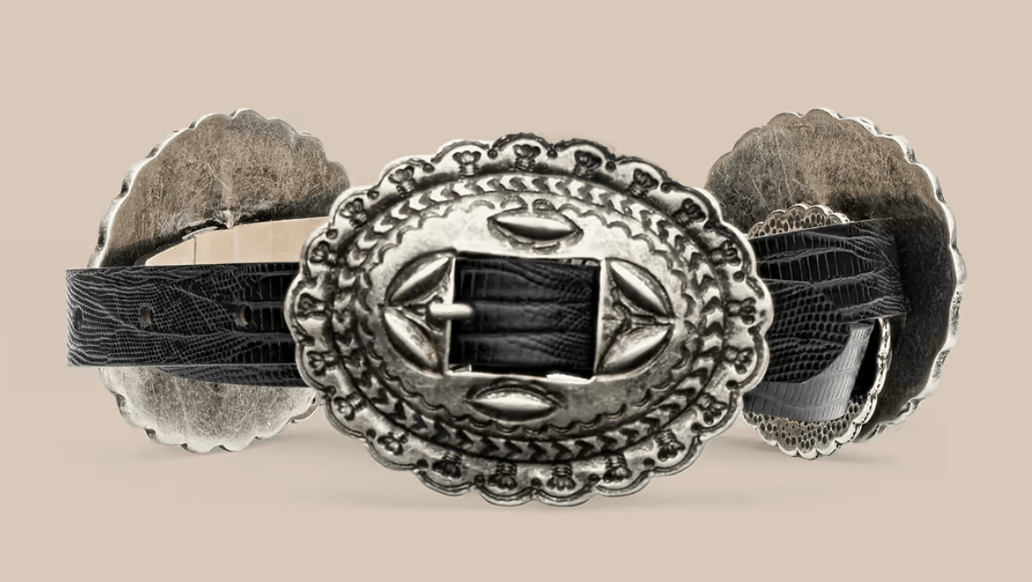 Black Lizard Embossed Rocha Western Belt - Amor Lafayette