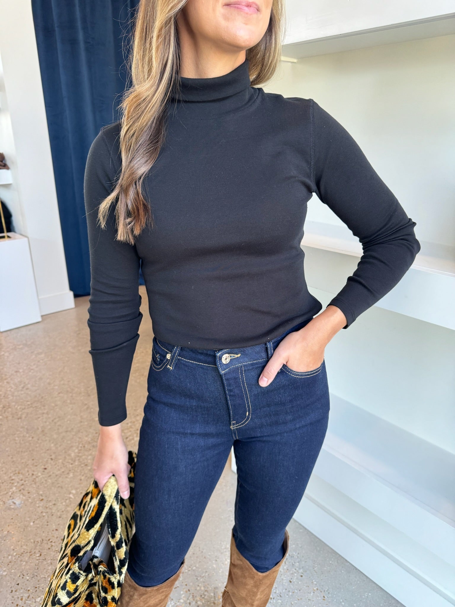 Black Long Sleeve Turtleneck Tee - Amor Lafayette