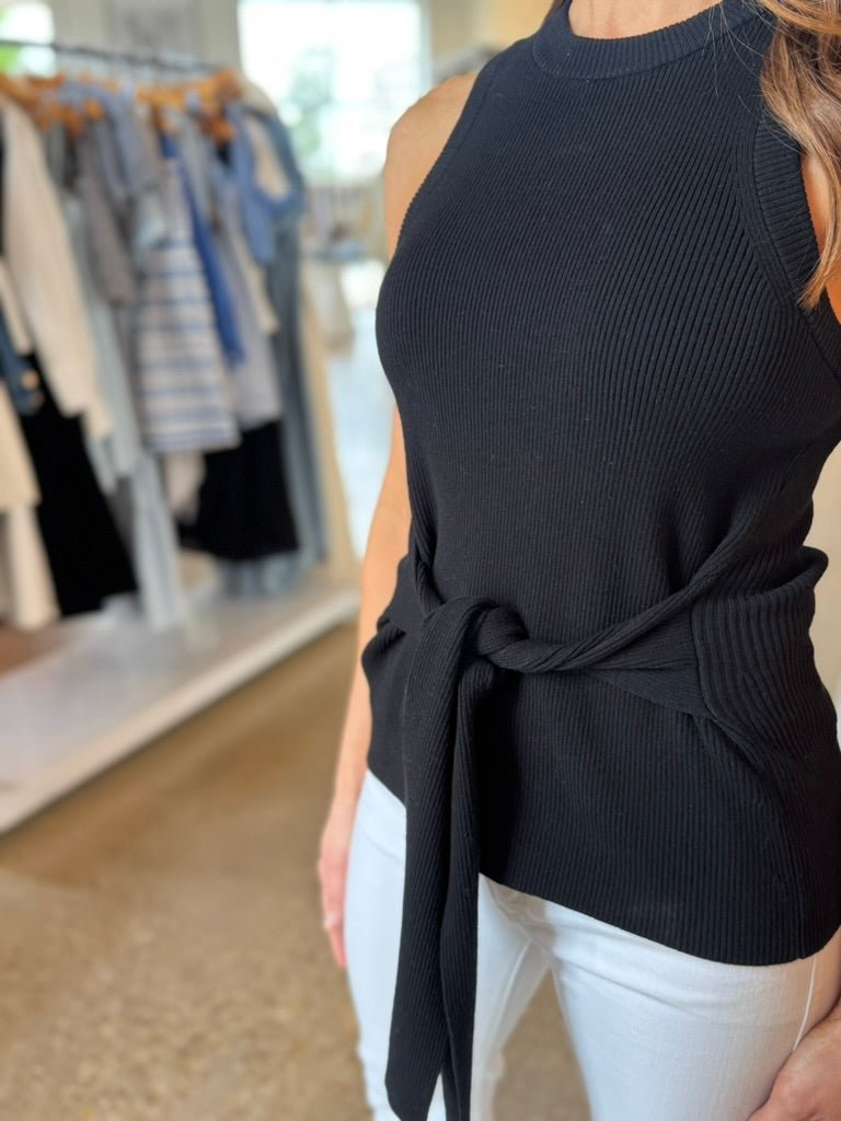 Black Molly Sleeveless Tie Front Tank - Amor Lafayette