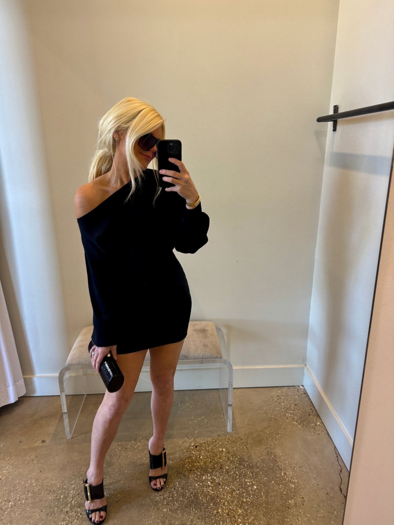 Black One Shoulder Tyler Mini Dress - Amor Lafayette