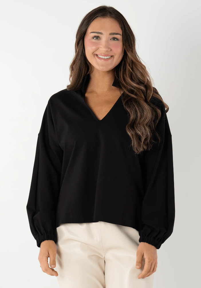 Black Ponte Poppy Top - Amor Lafayette