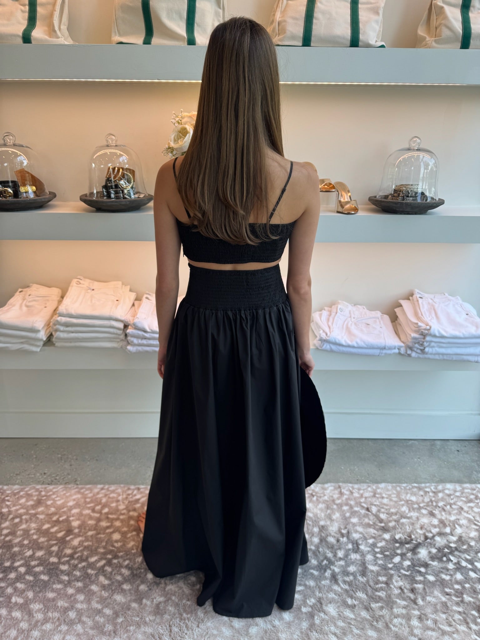 Black Poplin Crop String Top - Amor Lafayette