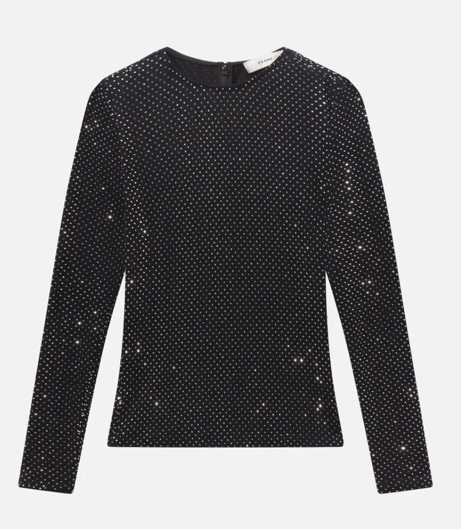 Black Rhinestone Jersey Top - Amor Lafayette