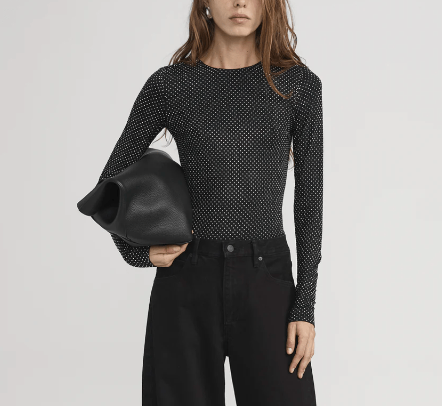 Black Rhinestone Jersey Top - Amor Lafayette