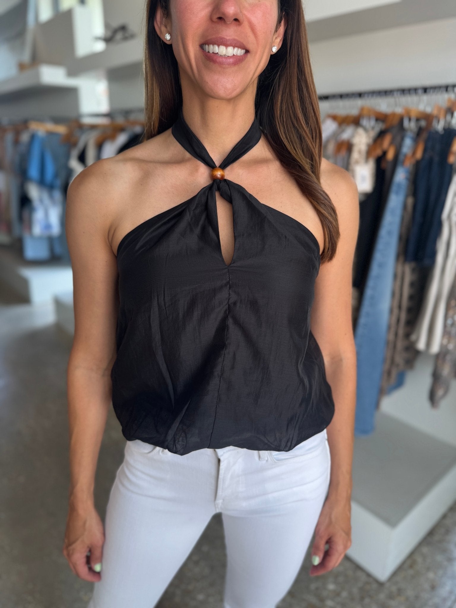 Black Rosaleen Halter Bubble Top - Amor Lafayette