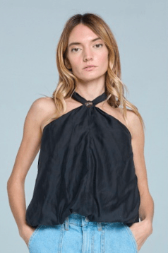 Black Rosaleen Halter Bubble Top - Amor Lafayette
