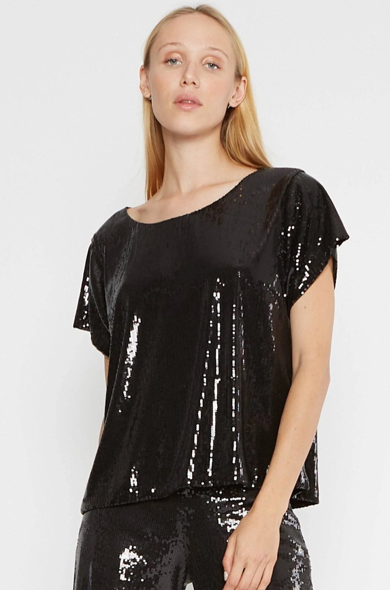 Black Sequin Everyday Top - Amor Lafayette