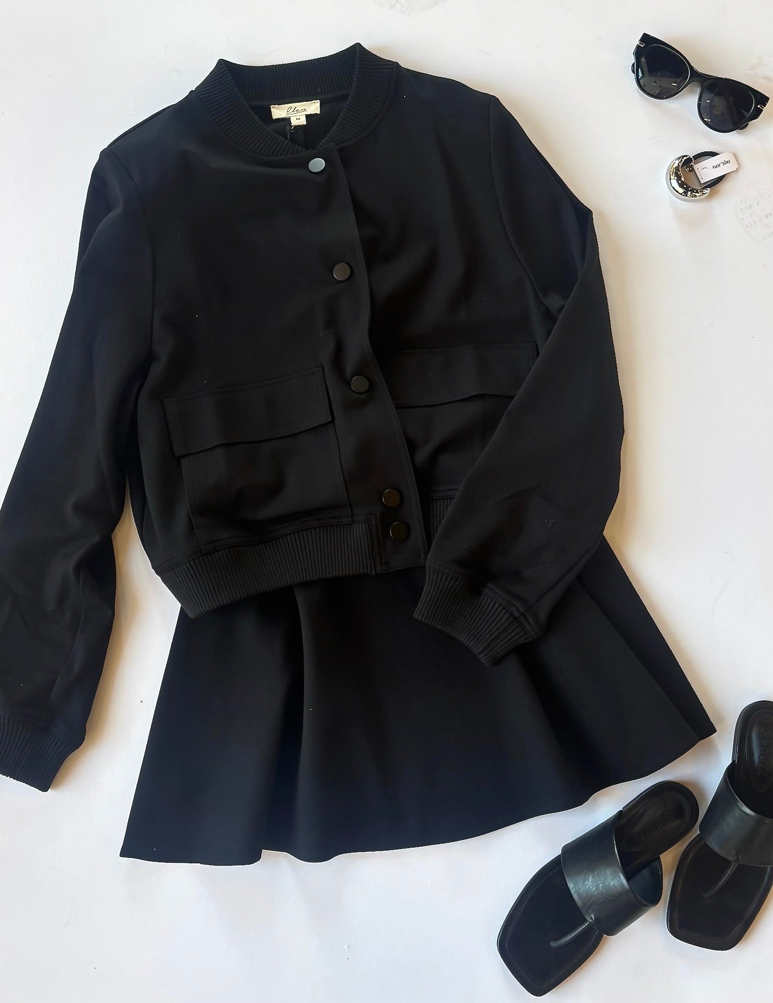 Black Simone Bomber Jacket - Amor Lafayette