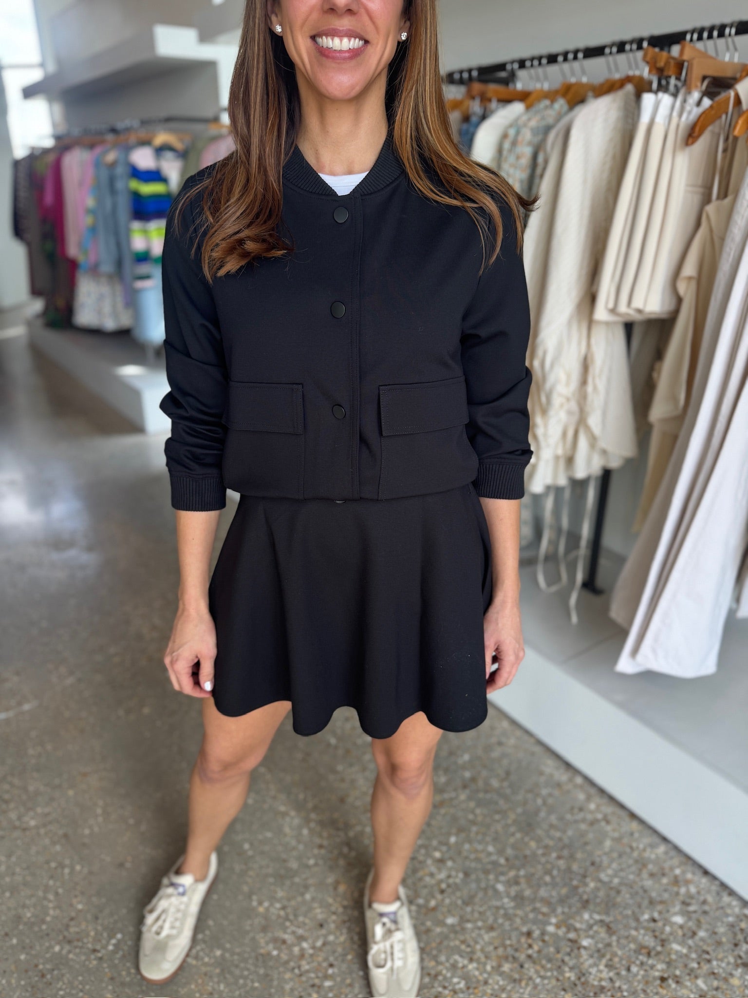 Black Simone Bomber Jacket - Amor Lafayette