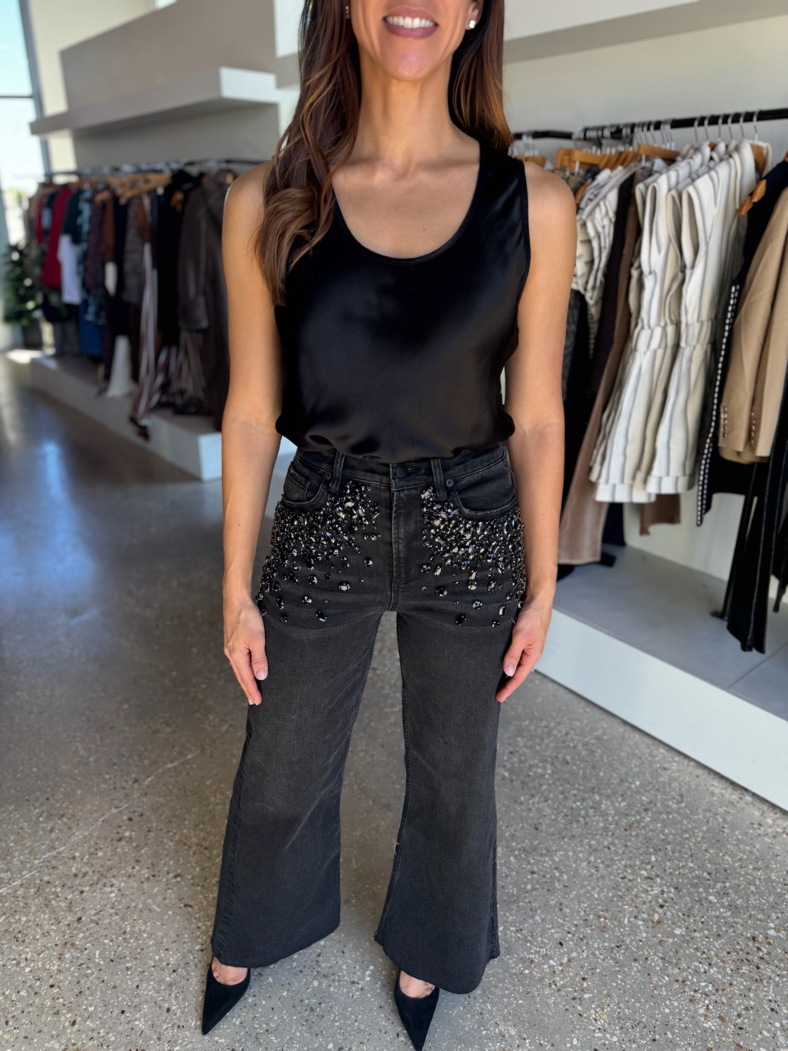 Black Sparkle Fiona Jeans - Amor Lafayette
