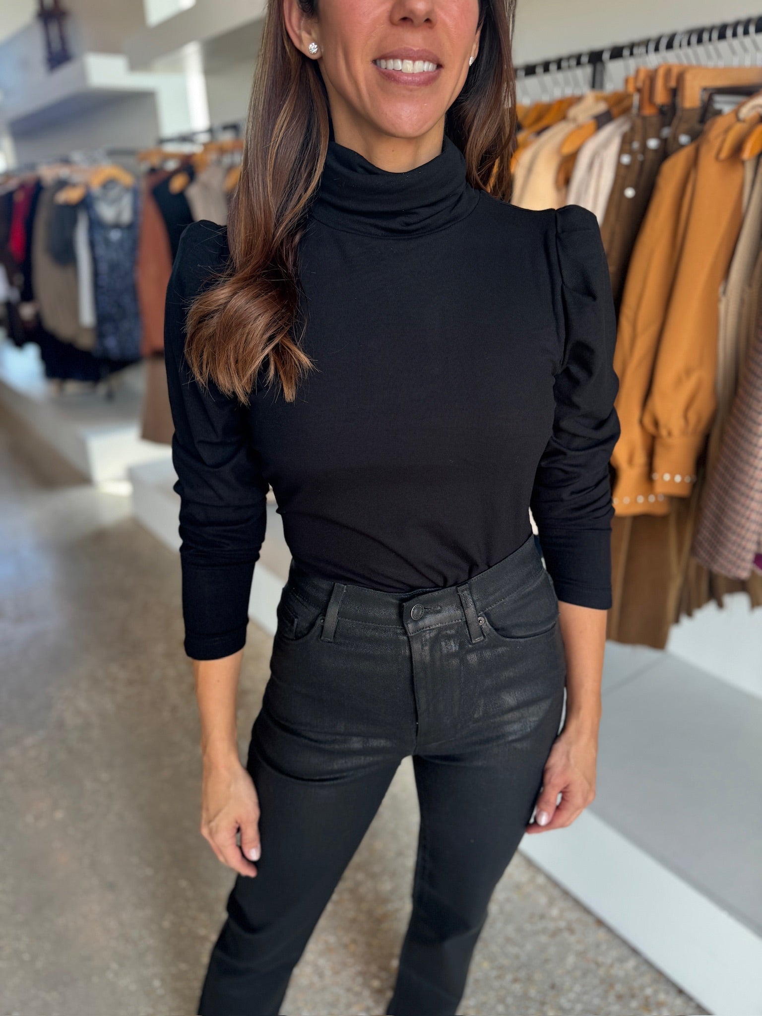 Black Tessa Turtleneck - Amor Lafayette