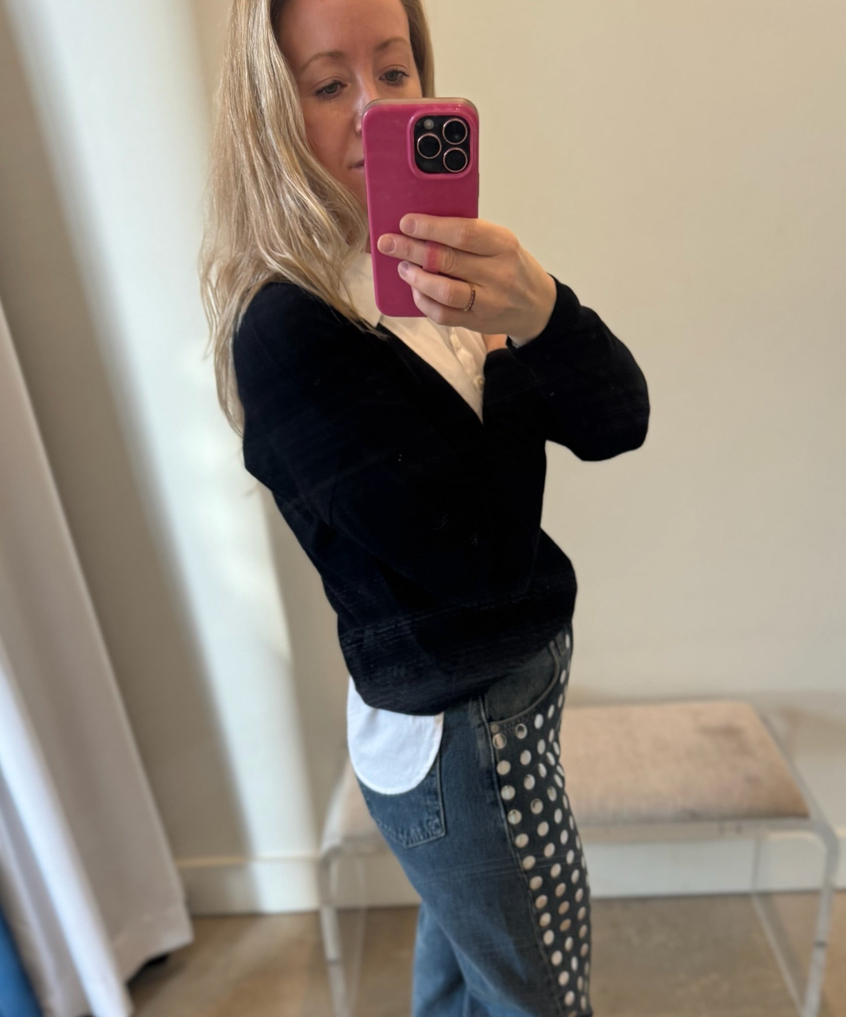 Black U - Neck Shirt Collar Top - Amor Lafayette