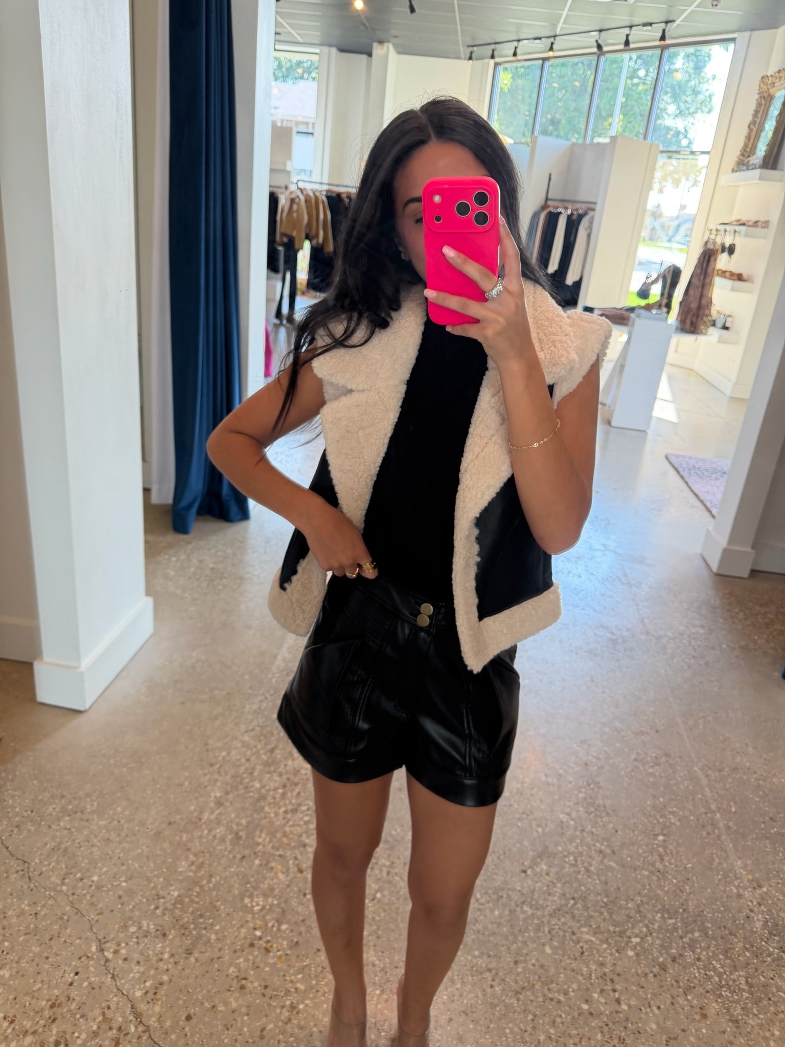 Black Vegan Leather Essie Short - Amor Lafayette