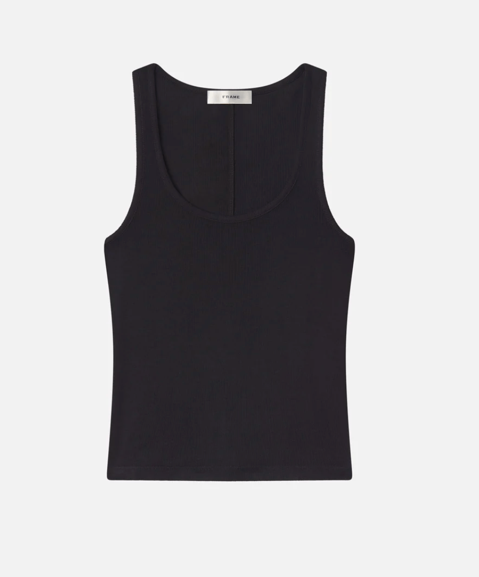 Black Velvet Trim Tank - Amor Lafayette