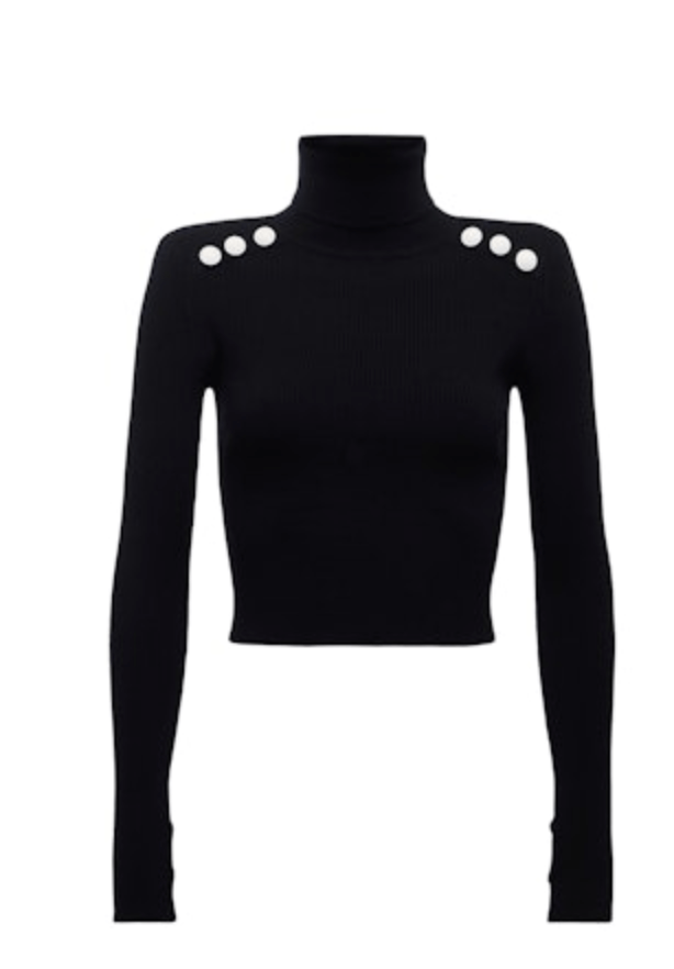 Black/White Colette Crop Turtleneck - Amor Lafayette