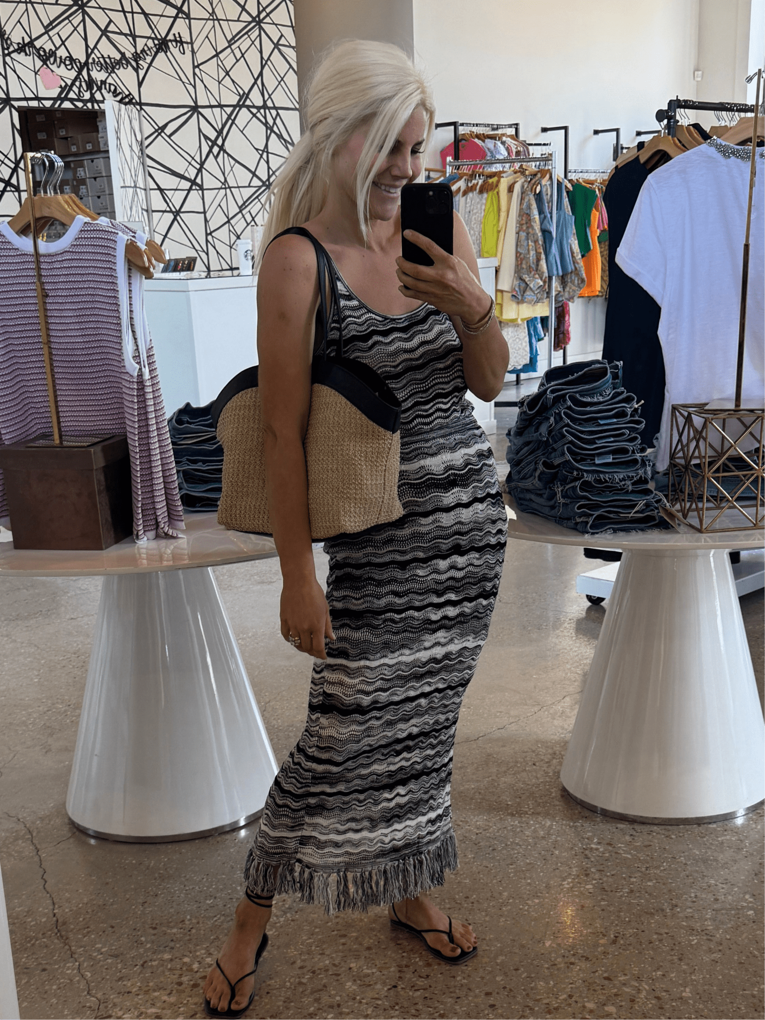 Black/White Fringe Carmen Skirt - Amor Lafayette