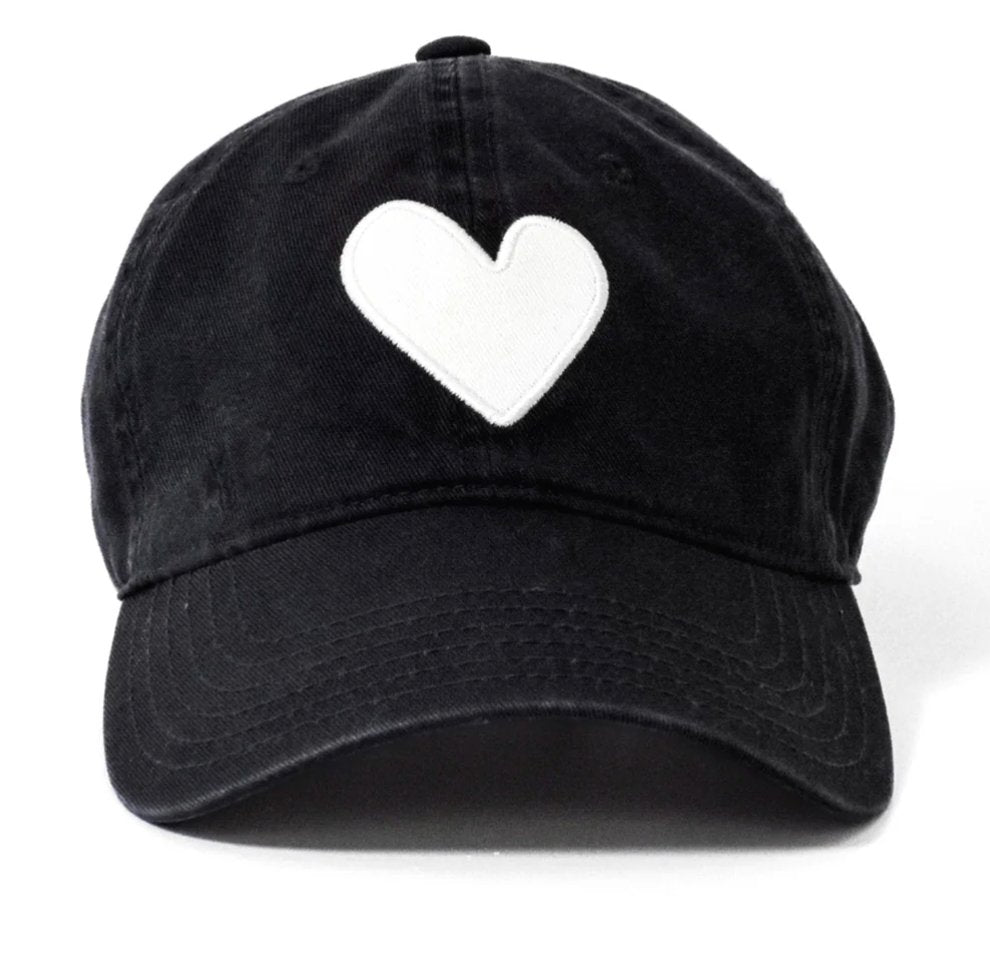 Black/White Heart Patch Baseball Hat - Amor Lafayette