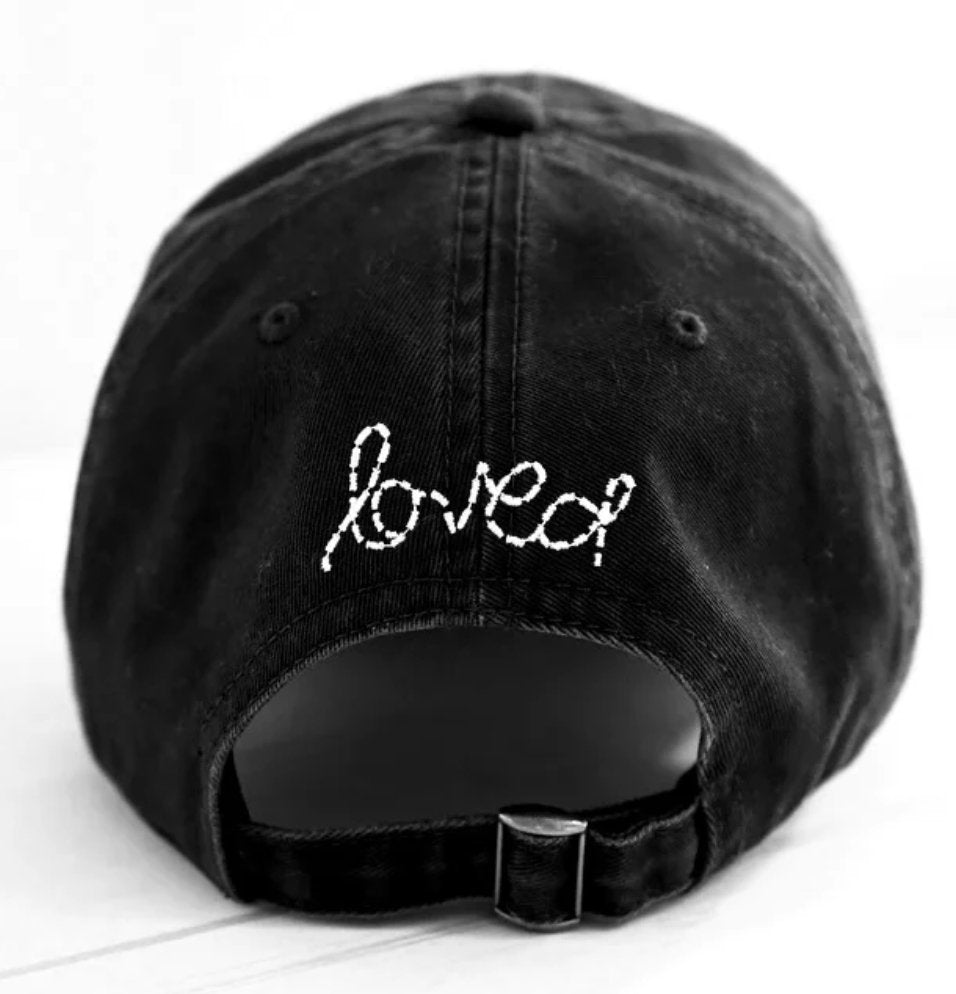 Black/White Heart Patch Baseball Hat - Amor Lafayette