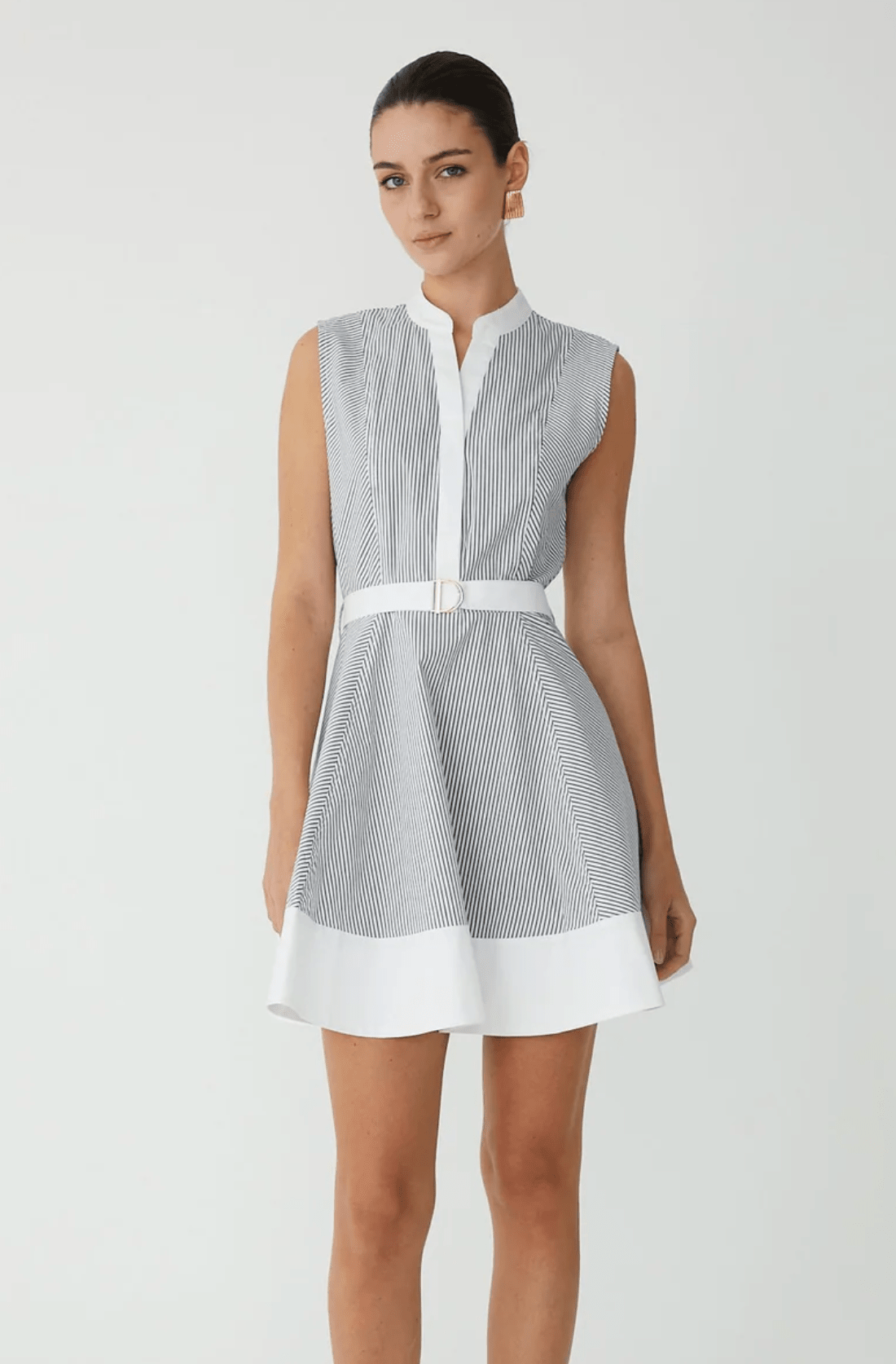 Black/White Stripe Candace Two Tone Stripe Dress - Amor Lafayette