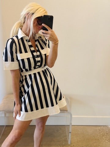Black/White Stripe Yana Dress - Amor Lafayette