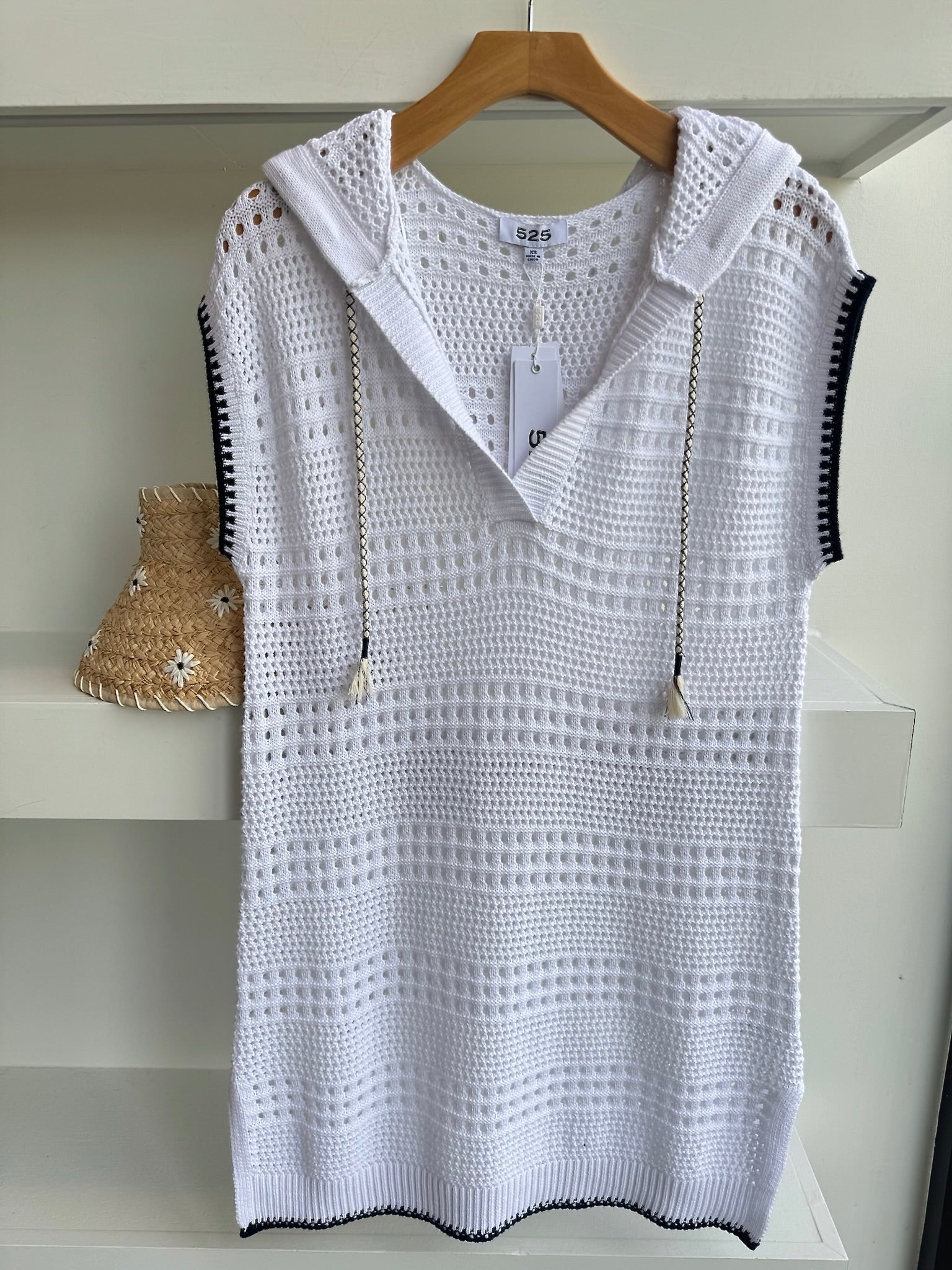 Bleach White Loretta Hoodie Cover - Up Tunic - Amor Lafayette