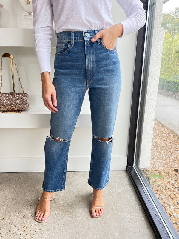Bliss Distressed Mia Relaxed Straight Jeans - Amor Lafayette