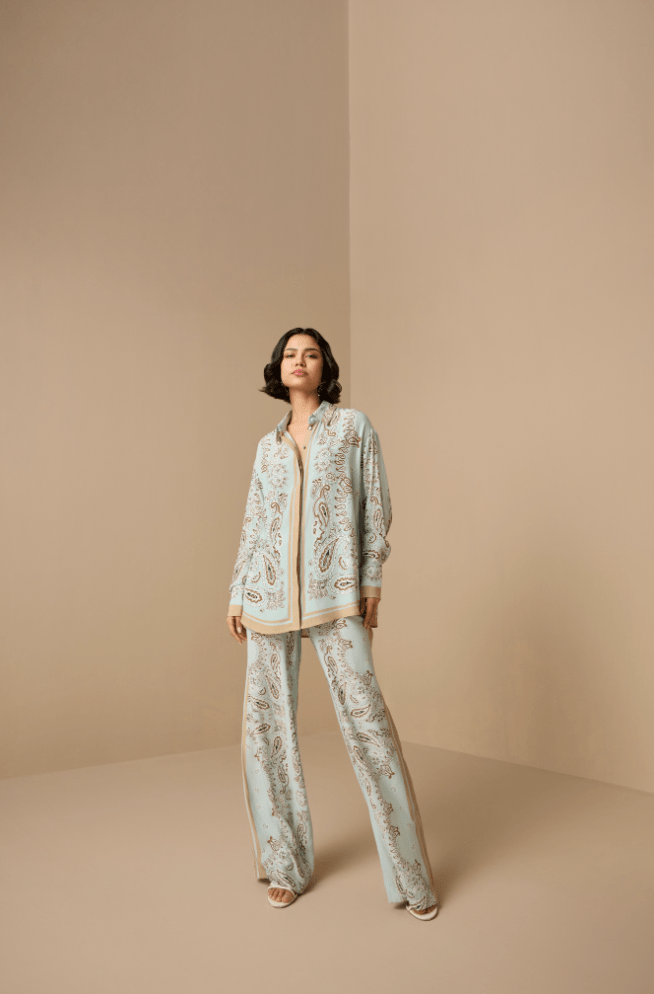 Blue Brown Oversized Shirt - Amor Lafayette