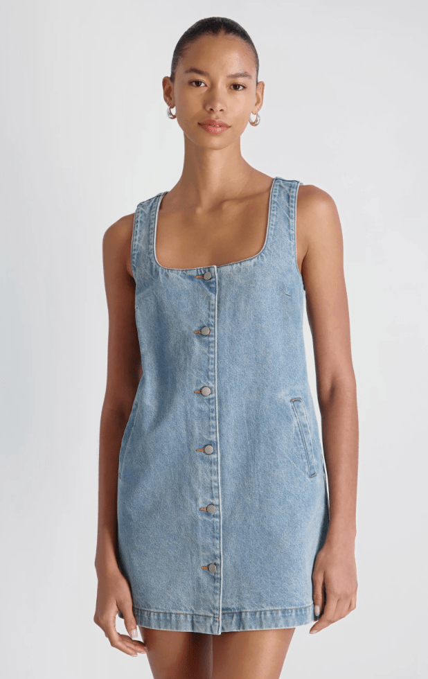 Blue Denim 90s Denim Sleeveless Dress - Amor Lafayette