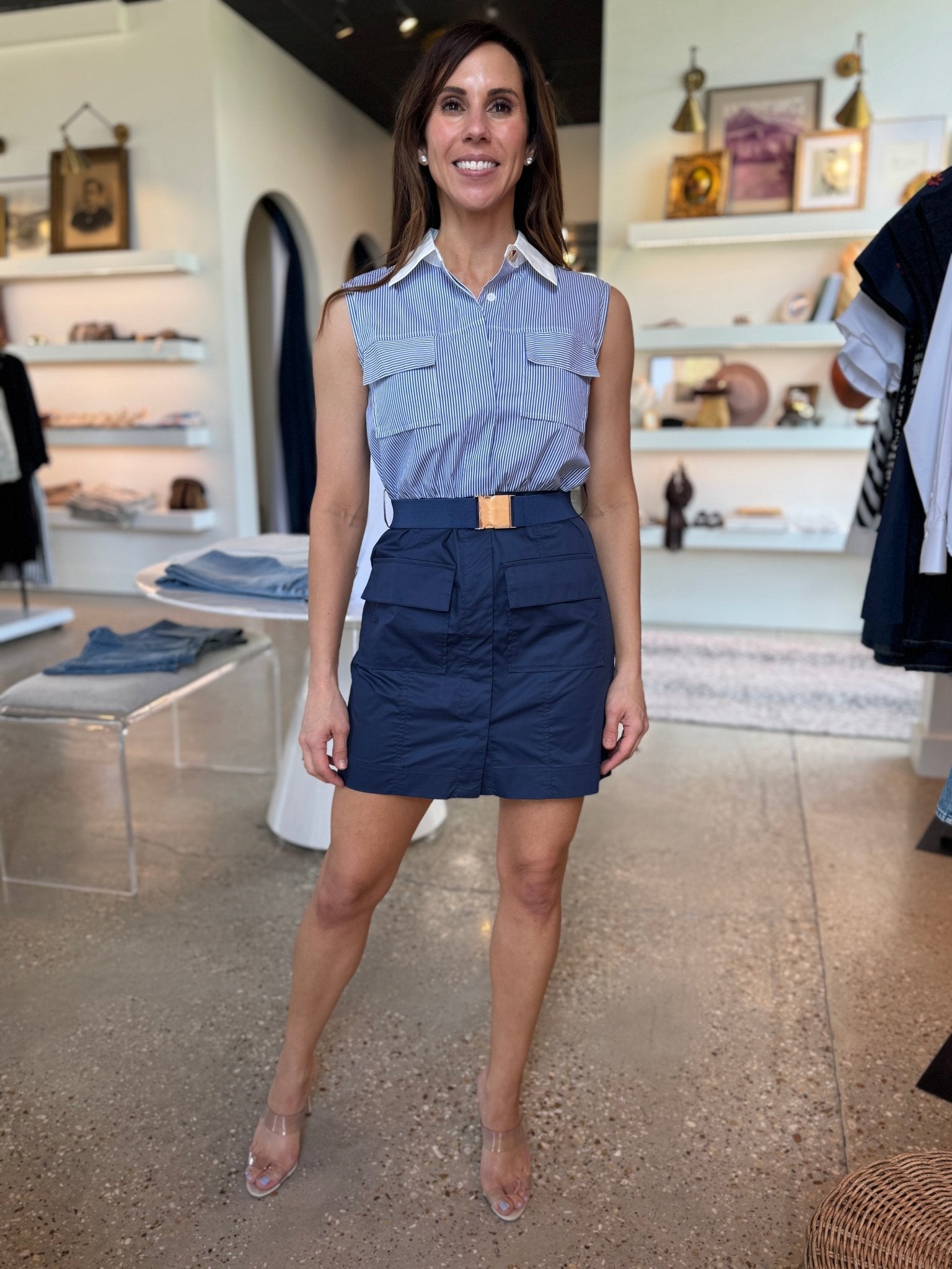 Blue Gabin Two Tone Dress - Amor Lafayette