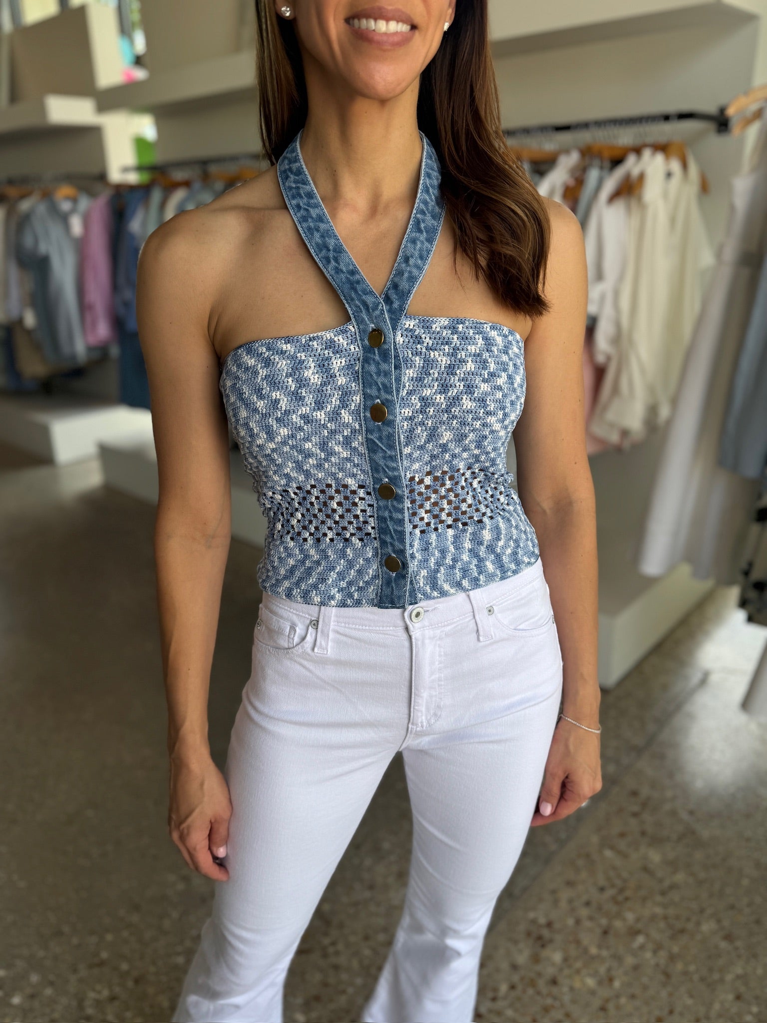 Blue Muse Hand Crochet Top - Amor Lafayette